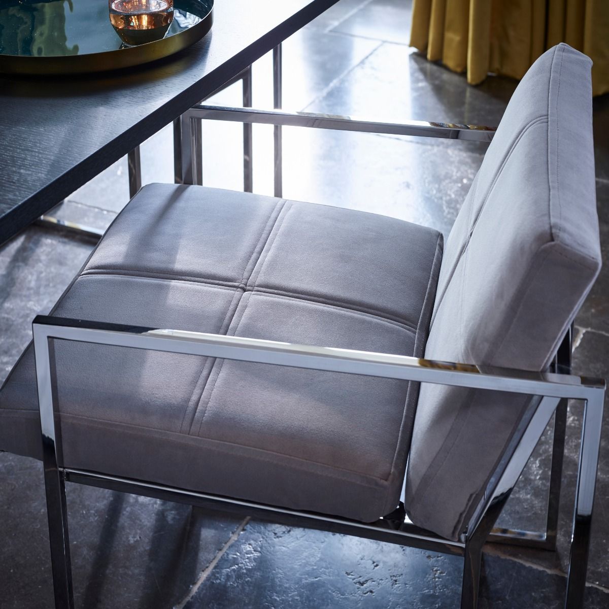 Gillmore Federico Blush Pink Velvet & Polished Frame Dining Chair