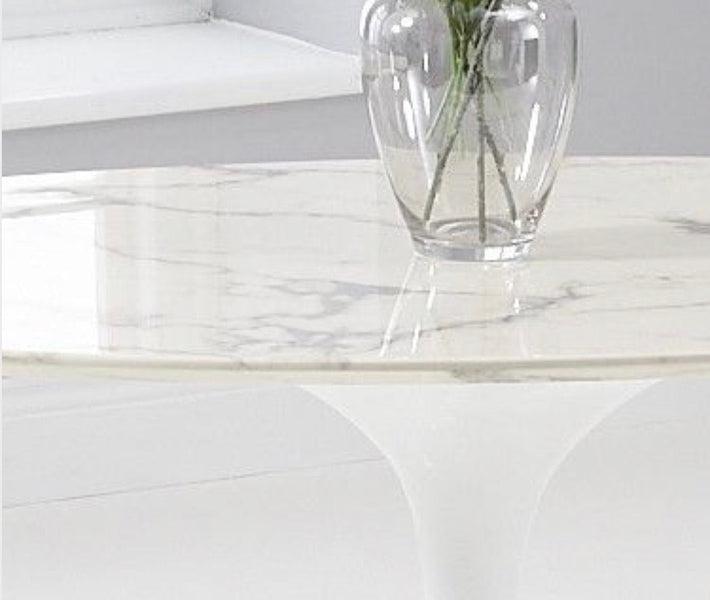 Brittney 160cm Oval White Marble Effect Dining Table