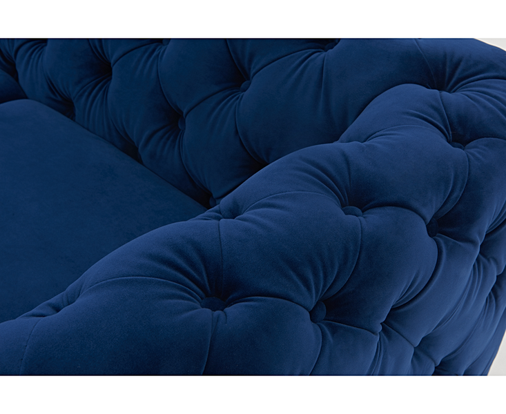 Alegra Blue Plush 3 Seater Sofa