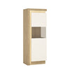 Axton Woodlawn Narrow Display Cabinet (RHD) 164.1cm High In Riviera Oak/White High Gloss