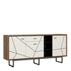 Axton Belmont 3 Door 1 Drawer Wide Sideboard With The Walnut And Dark Panel Finish