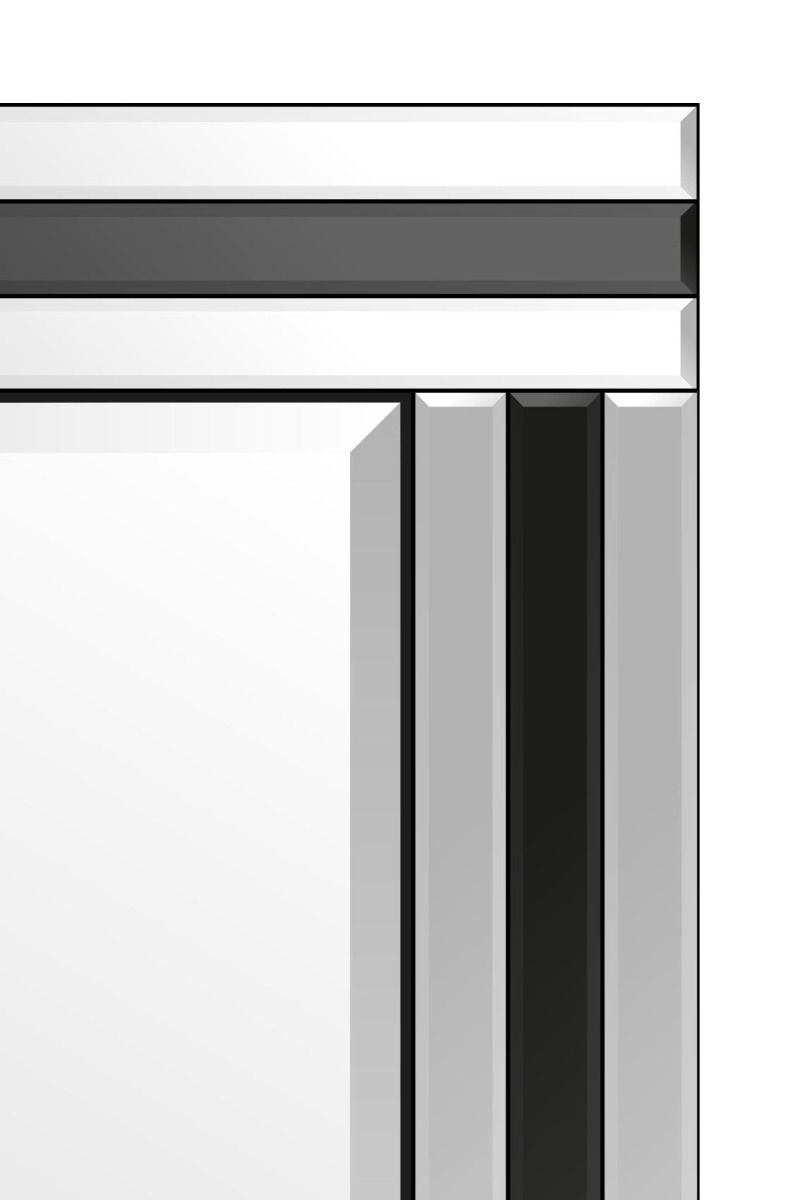 Carrington Large Black + Silver Bevelled Triple Edge Wall Mirror 144 x 115.5cm