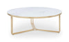 Gillmore Space Finn Large Circular Coffee Table White Marble Top & Brass Frame